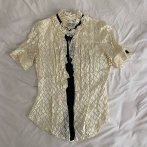 Diane von Furstenberg Silk Neck Tie Blouse